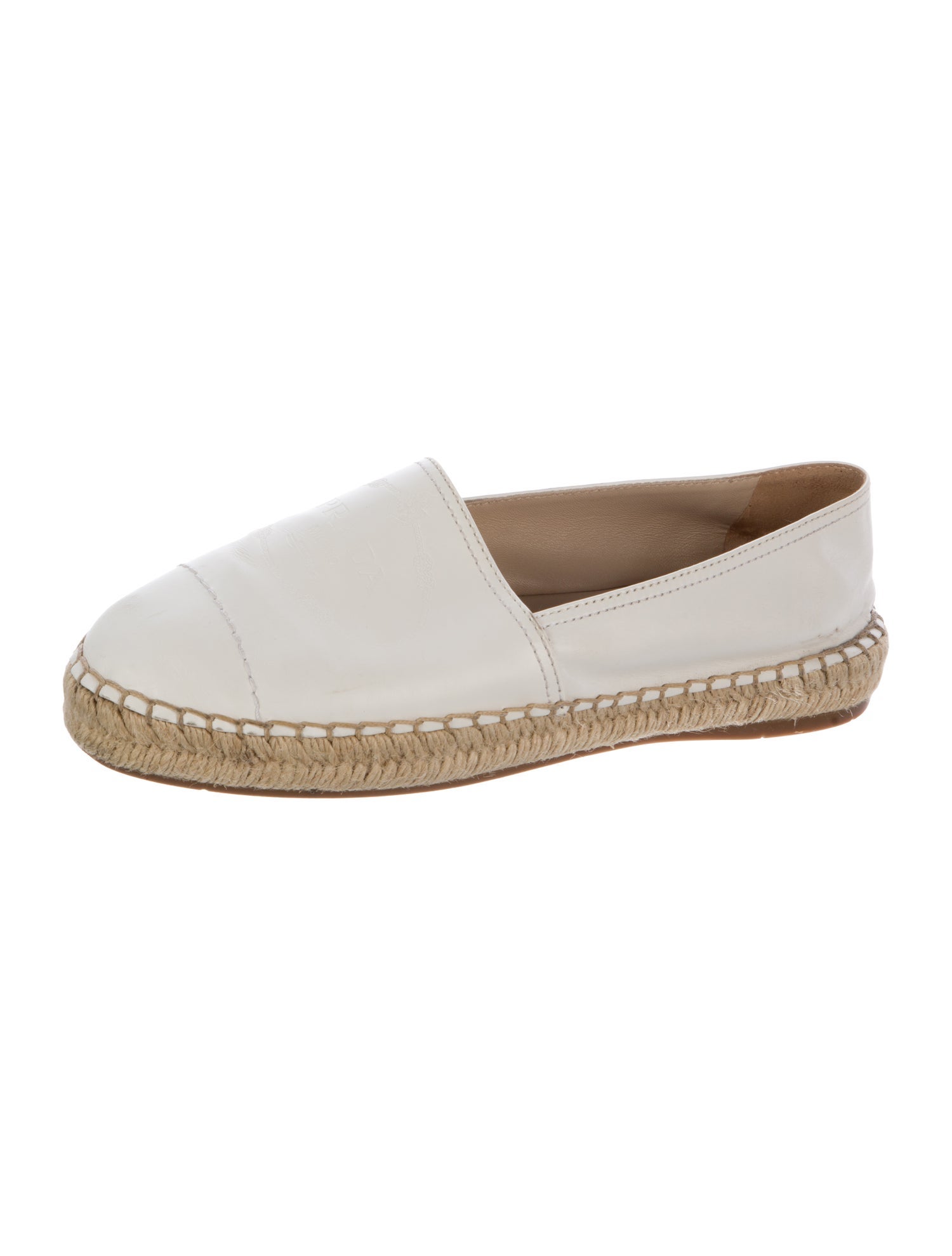 Prada Leather Whipstitch Trim Espadrilles