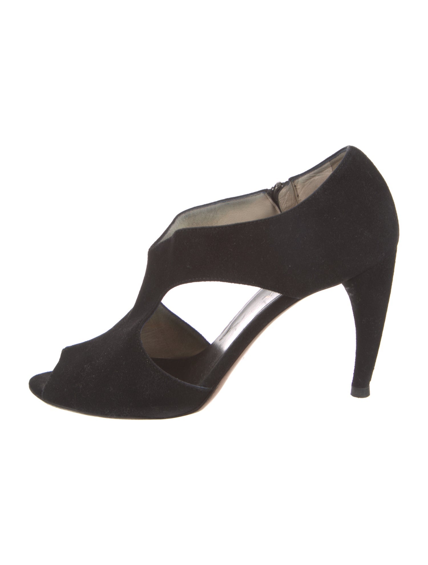 Prada Suede Cutout Accent T-Strap Pumps