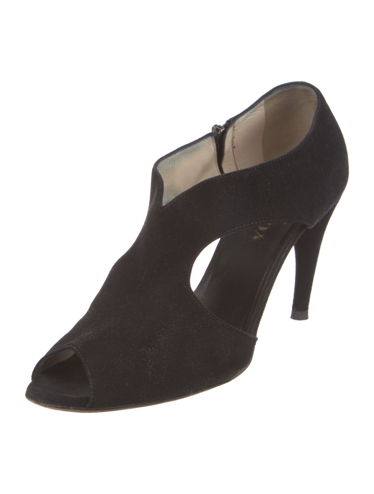 Prada Suede Cutout Accent T-Strap Pumps
