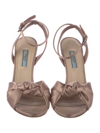 Prada Satin Bow Accents Slingback Sandals
