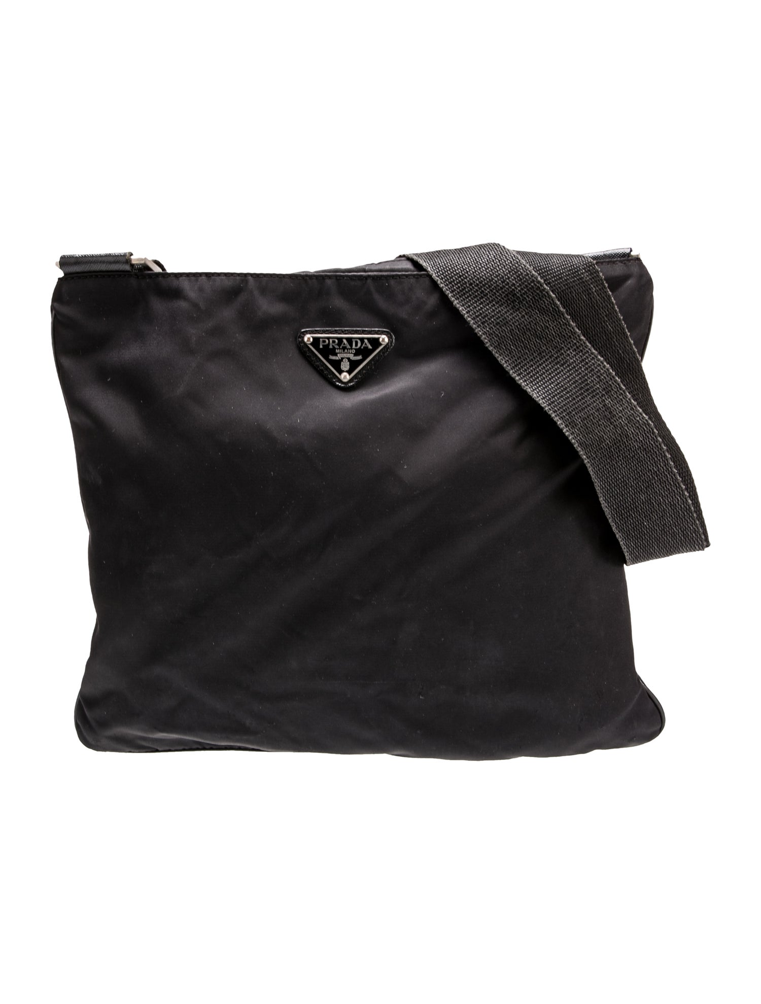 Prada Enameled Metal Triangle Messenger Bag