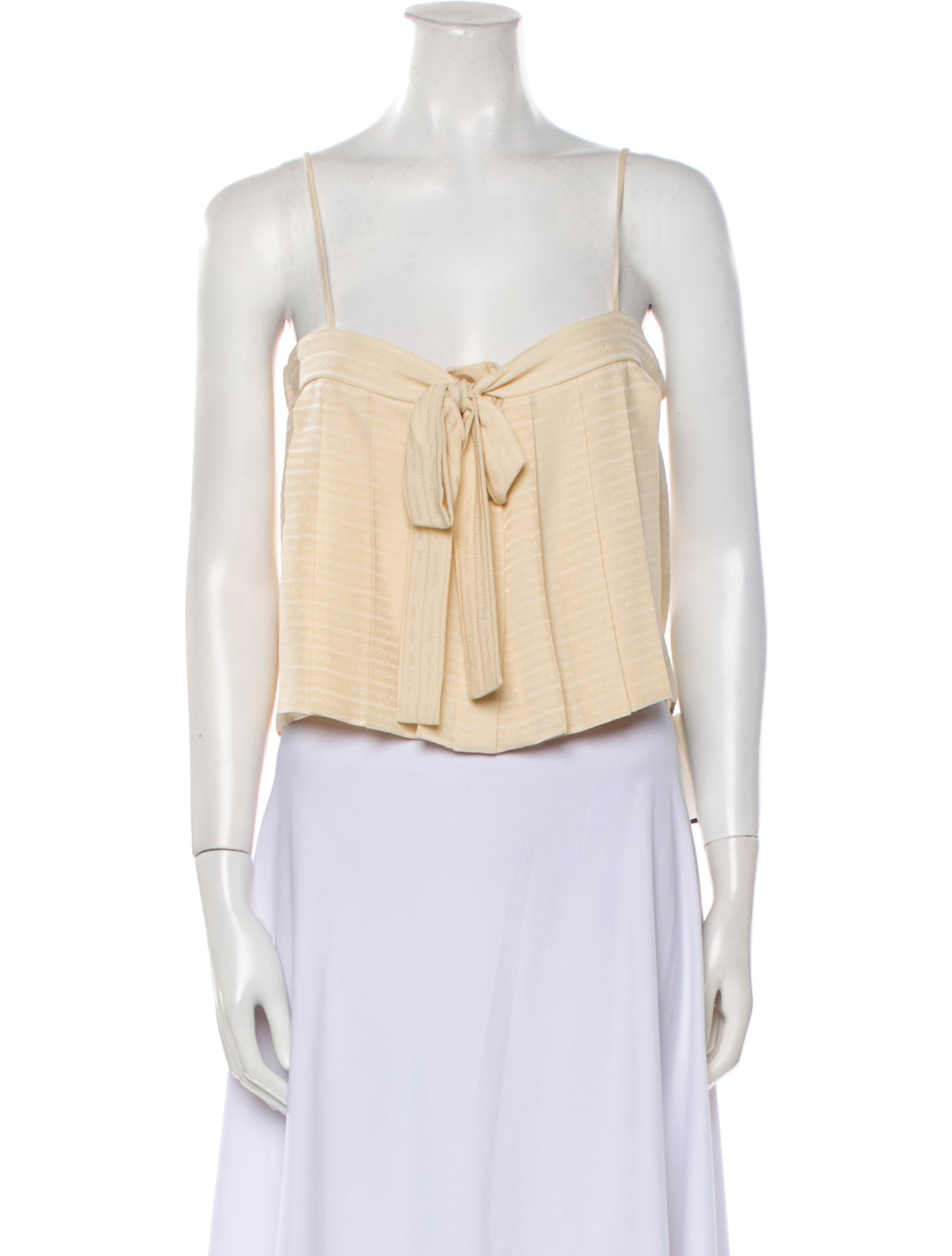 Prada 2023 Crêpe de Chine Jacquard Crop Crop Top w/ Tags