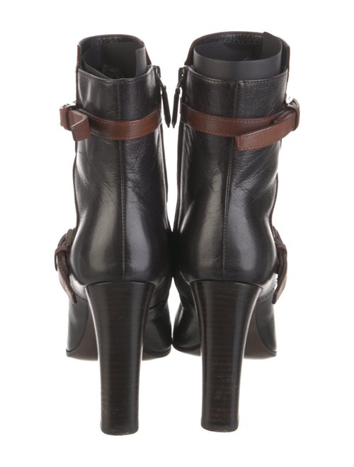 Prada Leather Colorblock Pattern Moto Boots