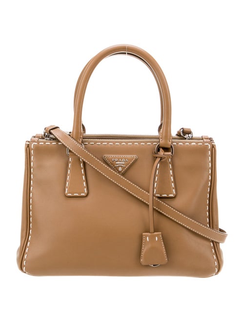 Prada Enameled Metal Triangle Galleria Double Zip Mini