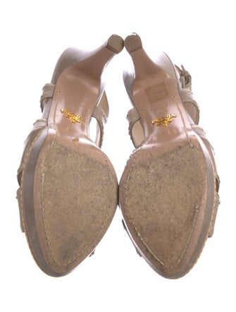 Prada Leather Whipstitch Trim Slingback Sandals