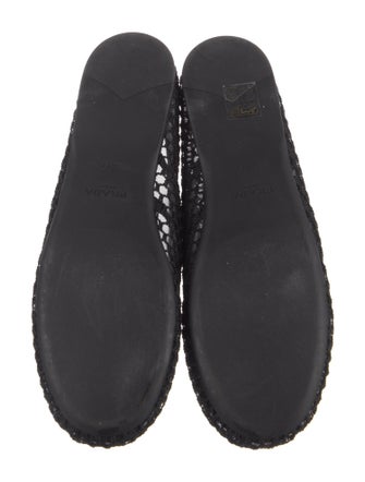 Prada Enameled Metal Triangle Mesh Mary Jane Flats