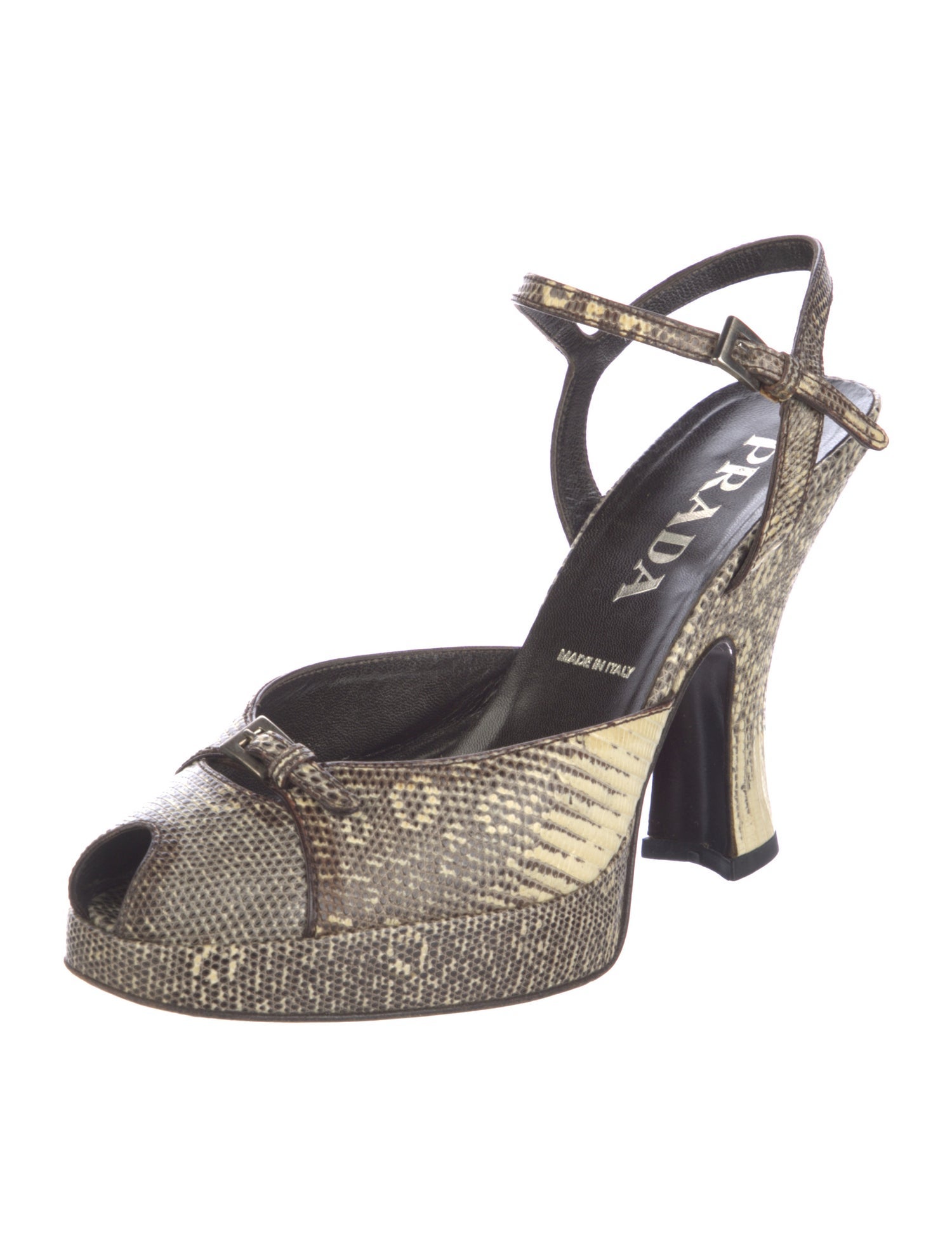 Prada Lizard Animal Print Slingback Pumps