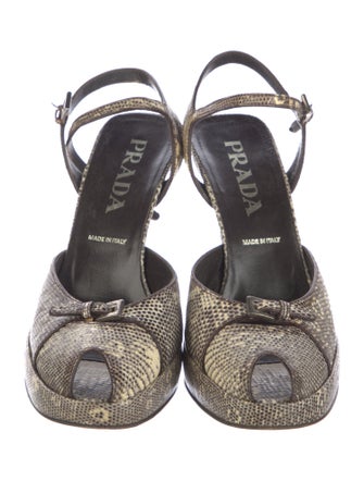 Prada Lizard Animal Print Slingback Pumps