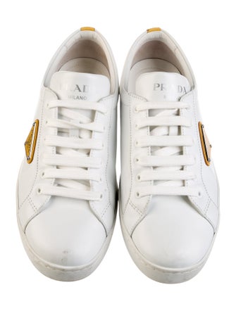 Prada Leather Graphic Print Sneakers
