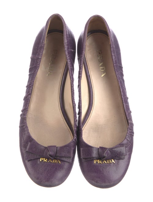 Prada Leather Bow Accents Ballet Flats