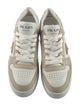 Prada Enameled Metal Triangle Leather Sneakers