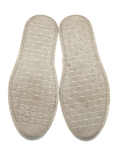 Prada Enameled Metal Triangle Leather Sneakers