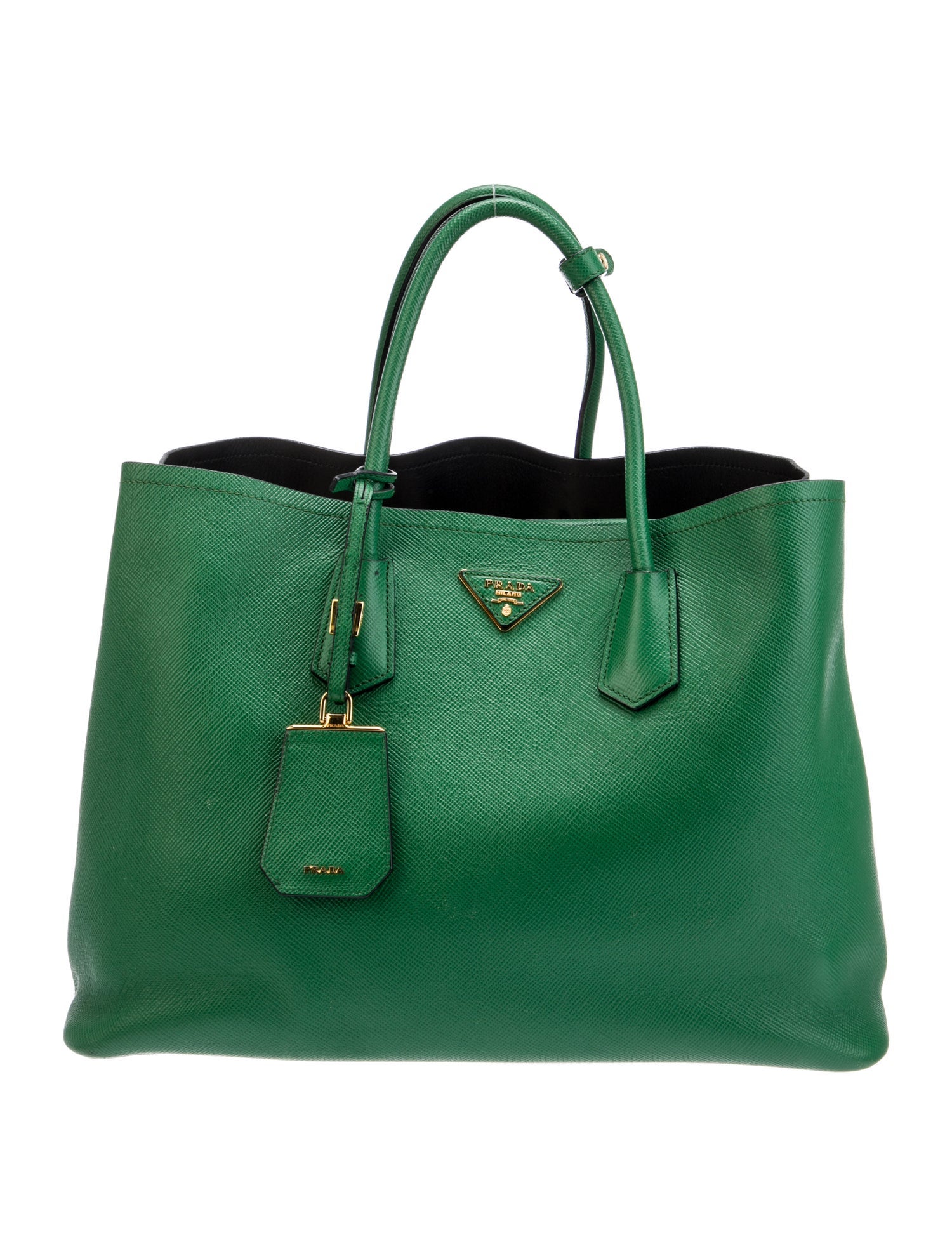 Prada Saffiano Cuir Leather Double Bag Large