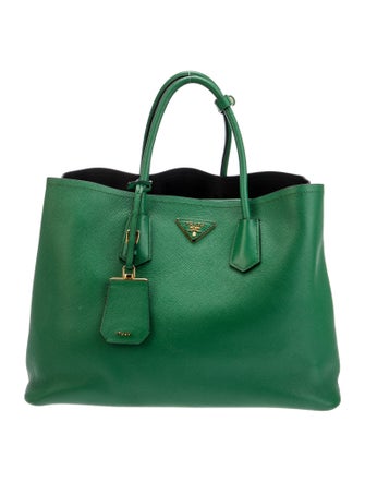 Prada Saffiano Cuir Leather Double Bag Large