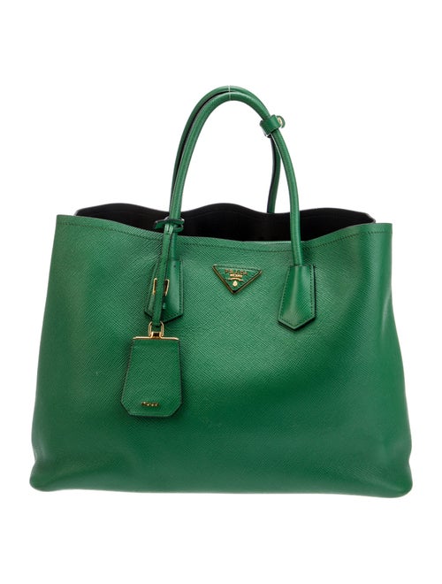 Prada Saffiano Cuir Leather Double Bag Large