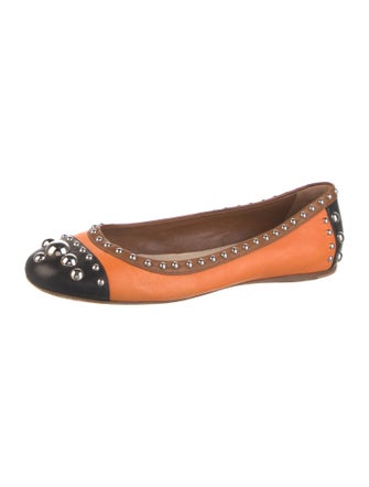 Prada Leather Colorblock Pattern Ballet Flats