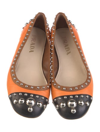 Prada Leather Colorblock Pattern Ballet Flats