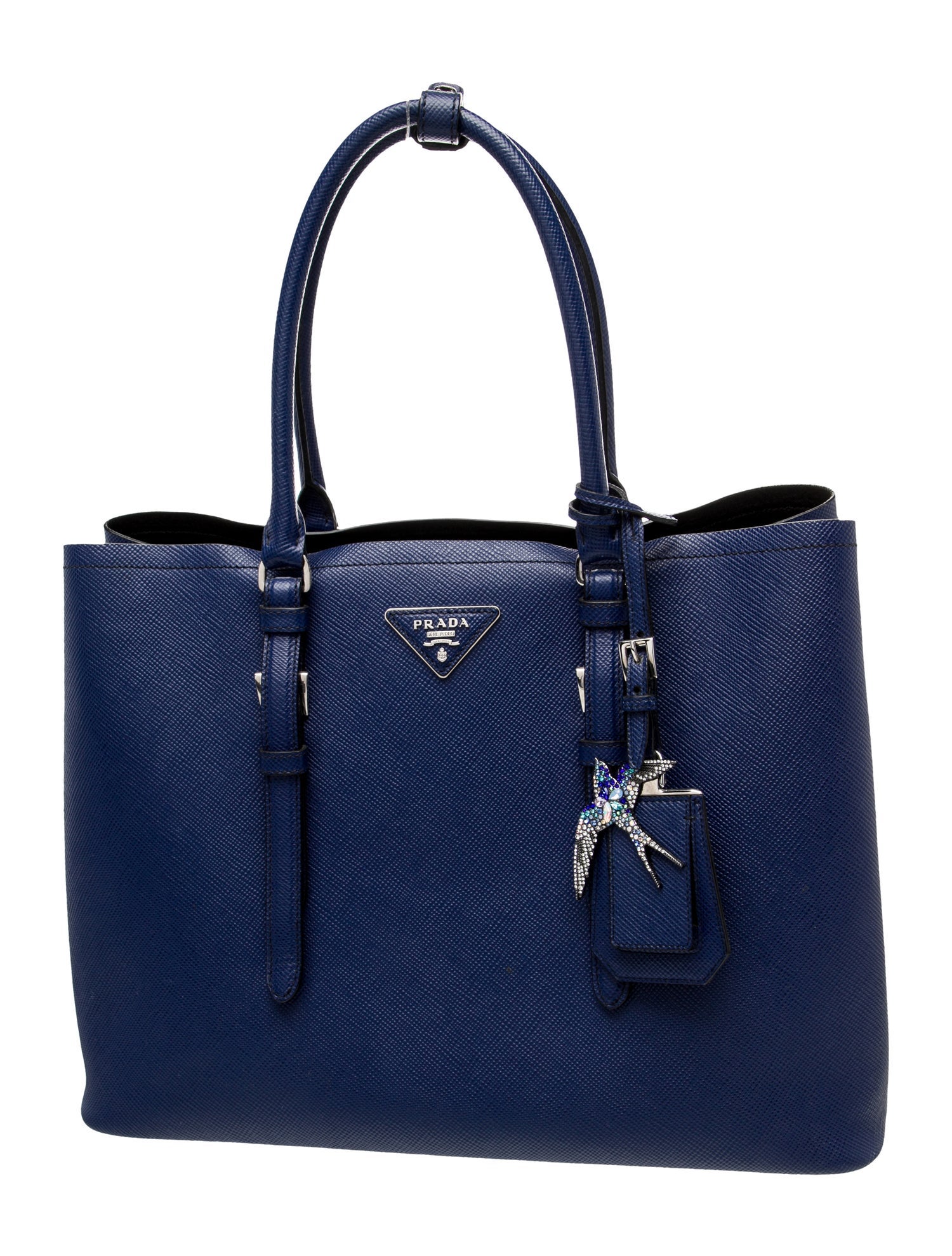 Prada Enameled Metal Triangle Double Bag Medium