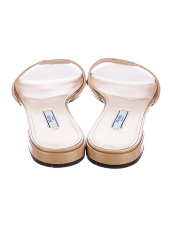 Prada Saffiano Leather Patent Leather Slides