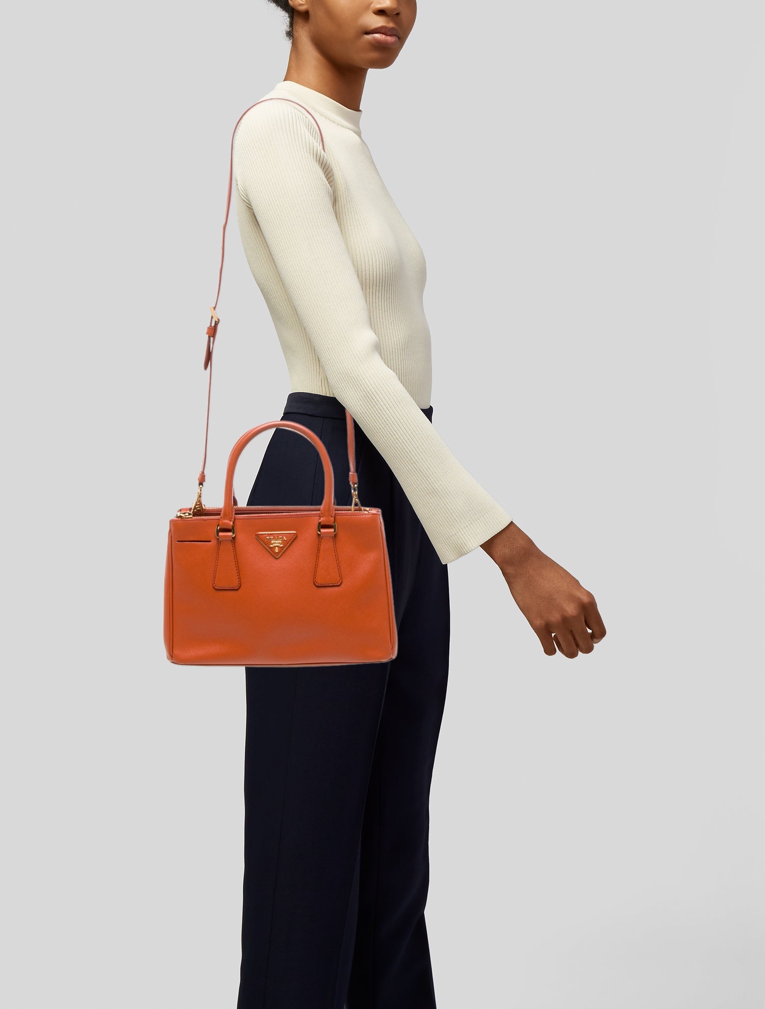 Prada Saffiano Leather Galleria Double Zip Small