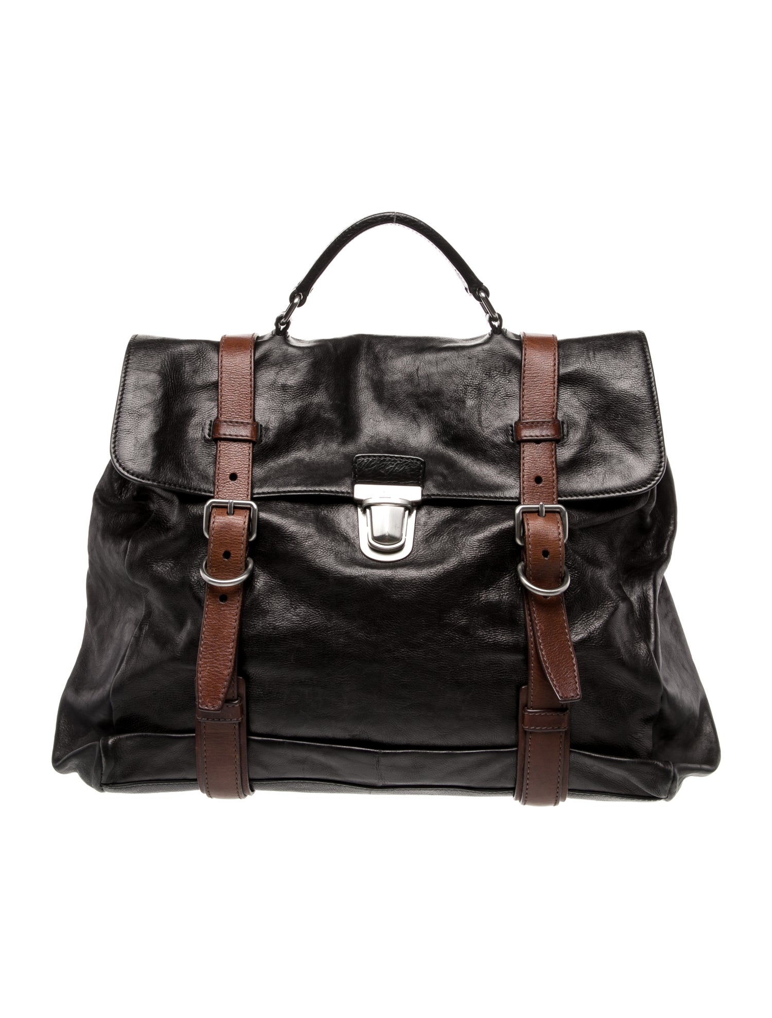 Prada Glace Calf Leather Top Handle Bag Vintage