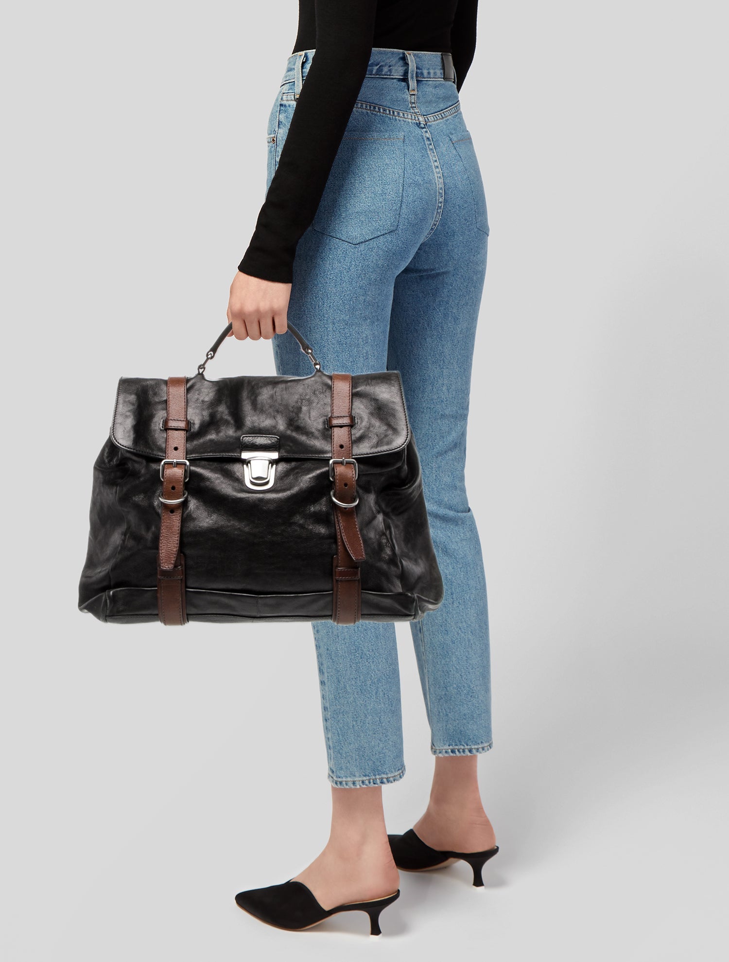 Prada Glace Calf Leather Top Handle Bag Vintage