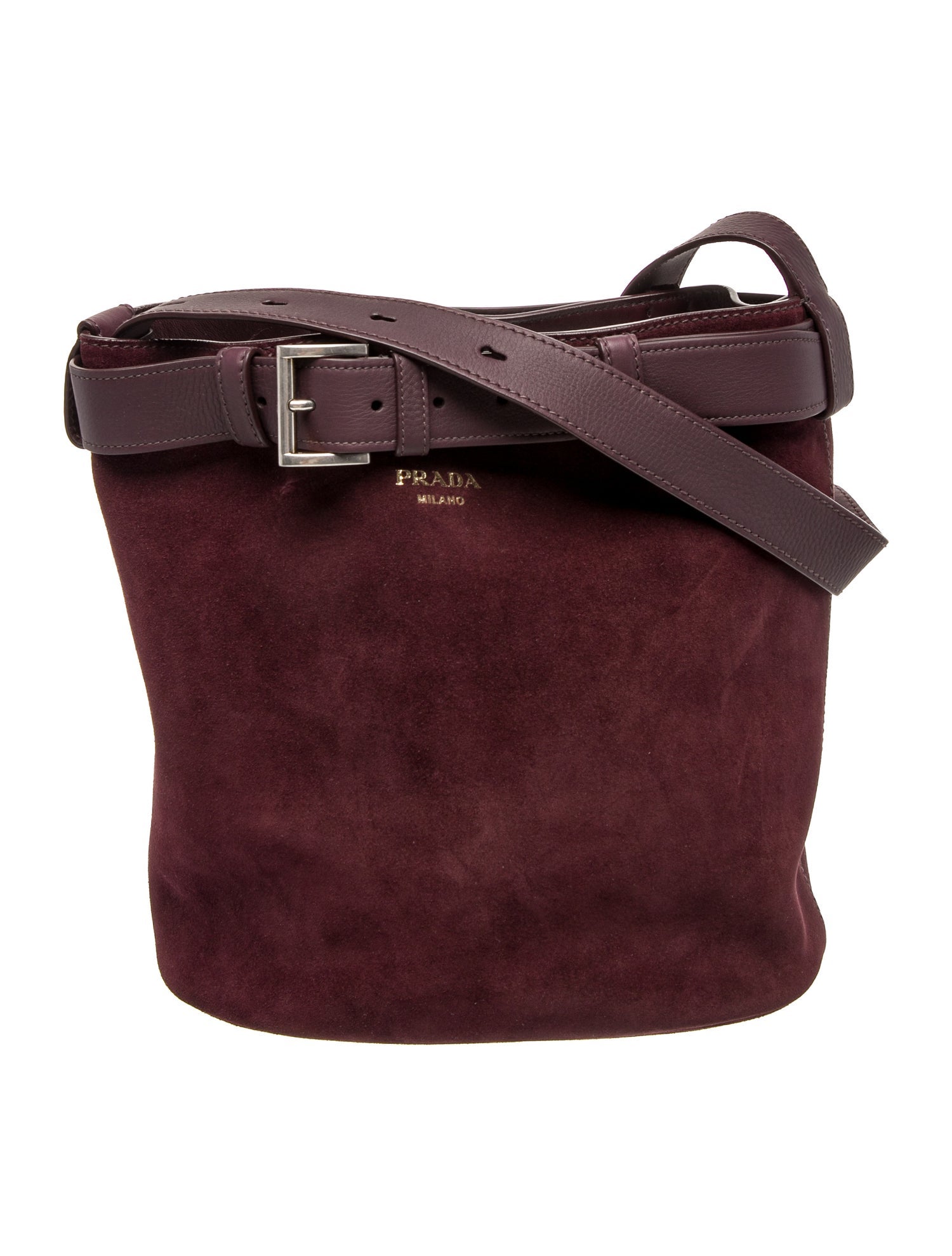 Prada Suede Buckle Bag With Belt