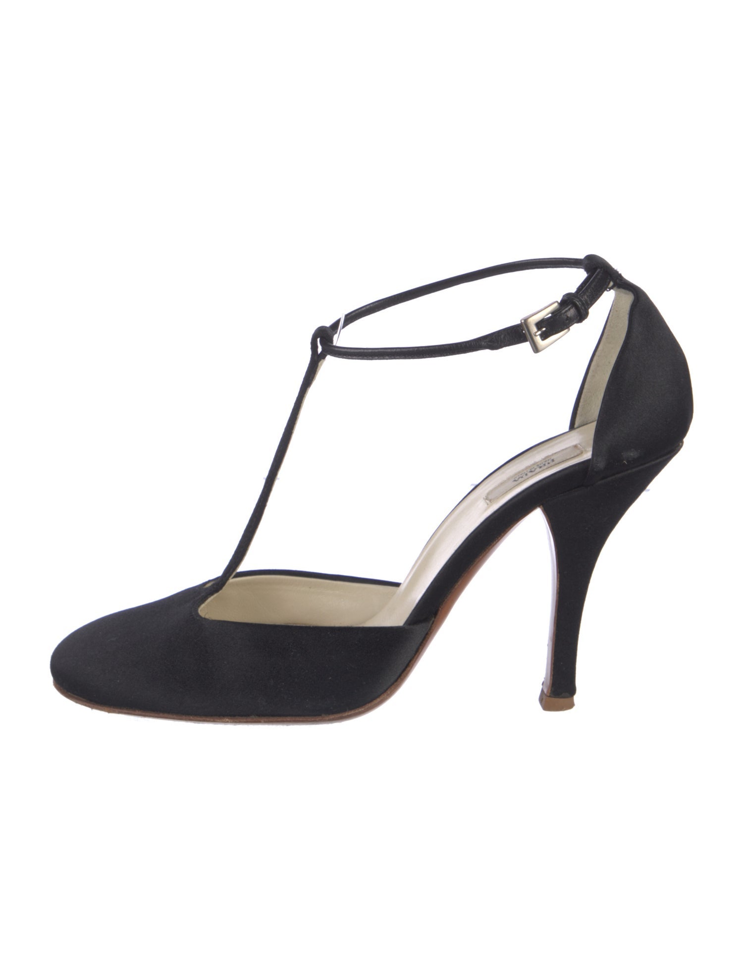 Prada Satin T-Strap Pumps