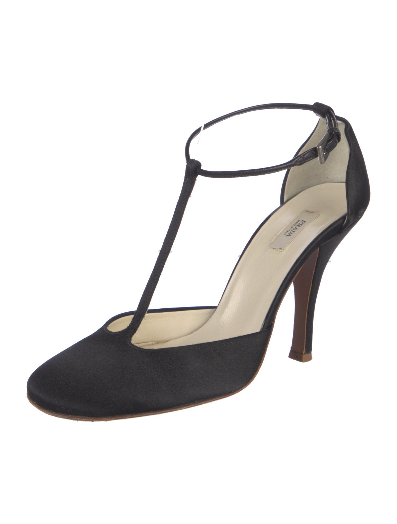 Prada Satin T-Strap Pumps