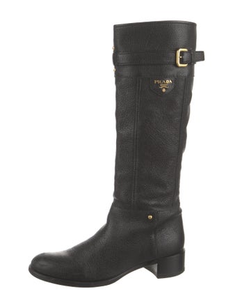 Prada Leather Studded Accents Riding Boots