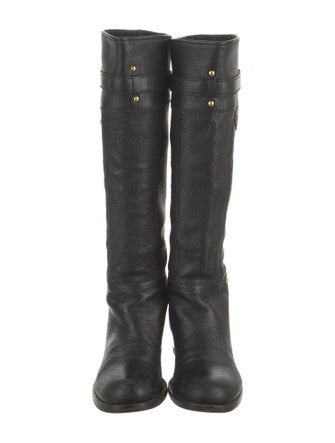 Prada Leather Studded Accents Riding Boots