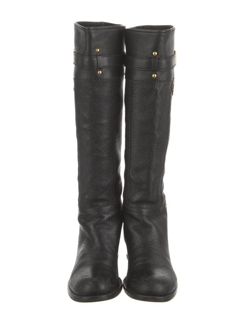 Prada Leather Studded Accents Riding Boots
