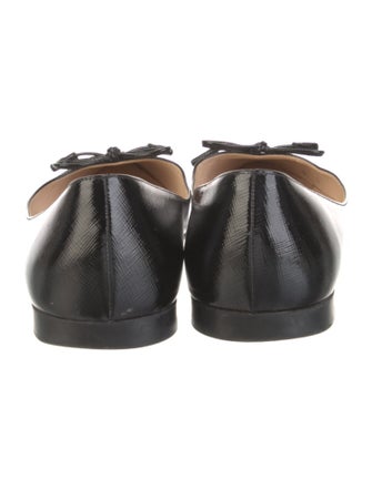 Prada Patent Leather Bow Accents Ballet Flats