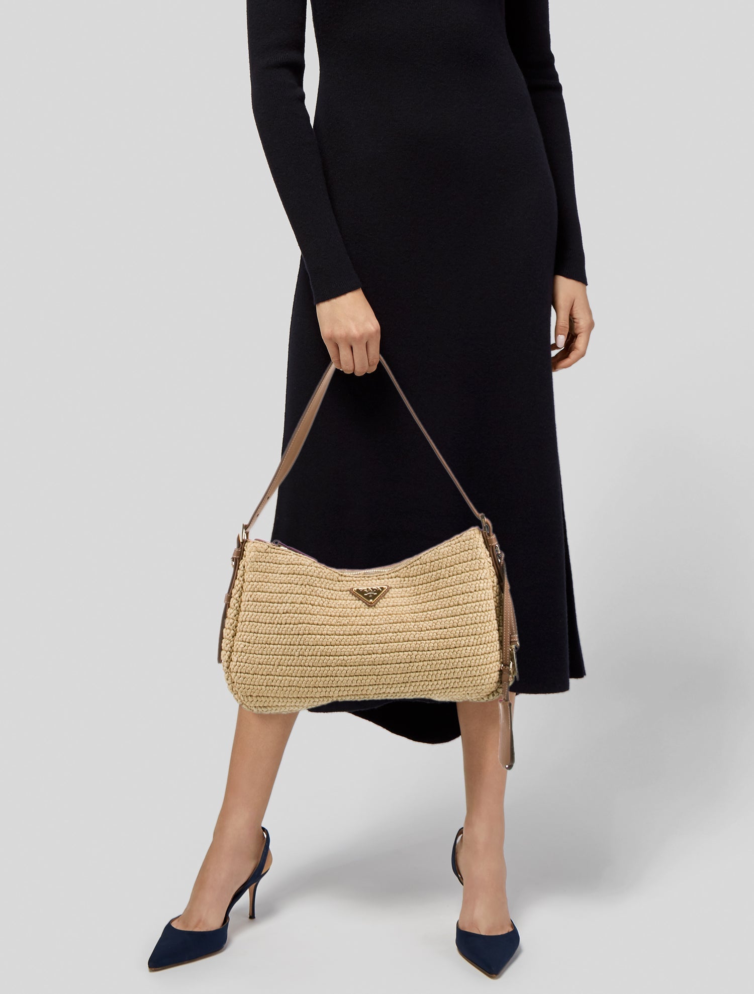 Prada Enameled Metal Triangle Aimee Large