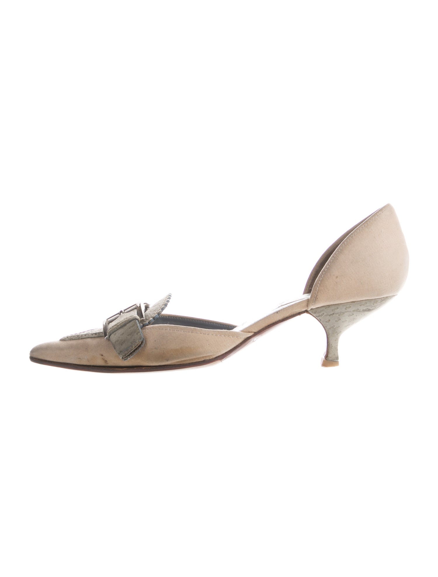 Prada Canvas Scalloped Accent D'Orsay Pumps