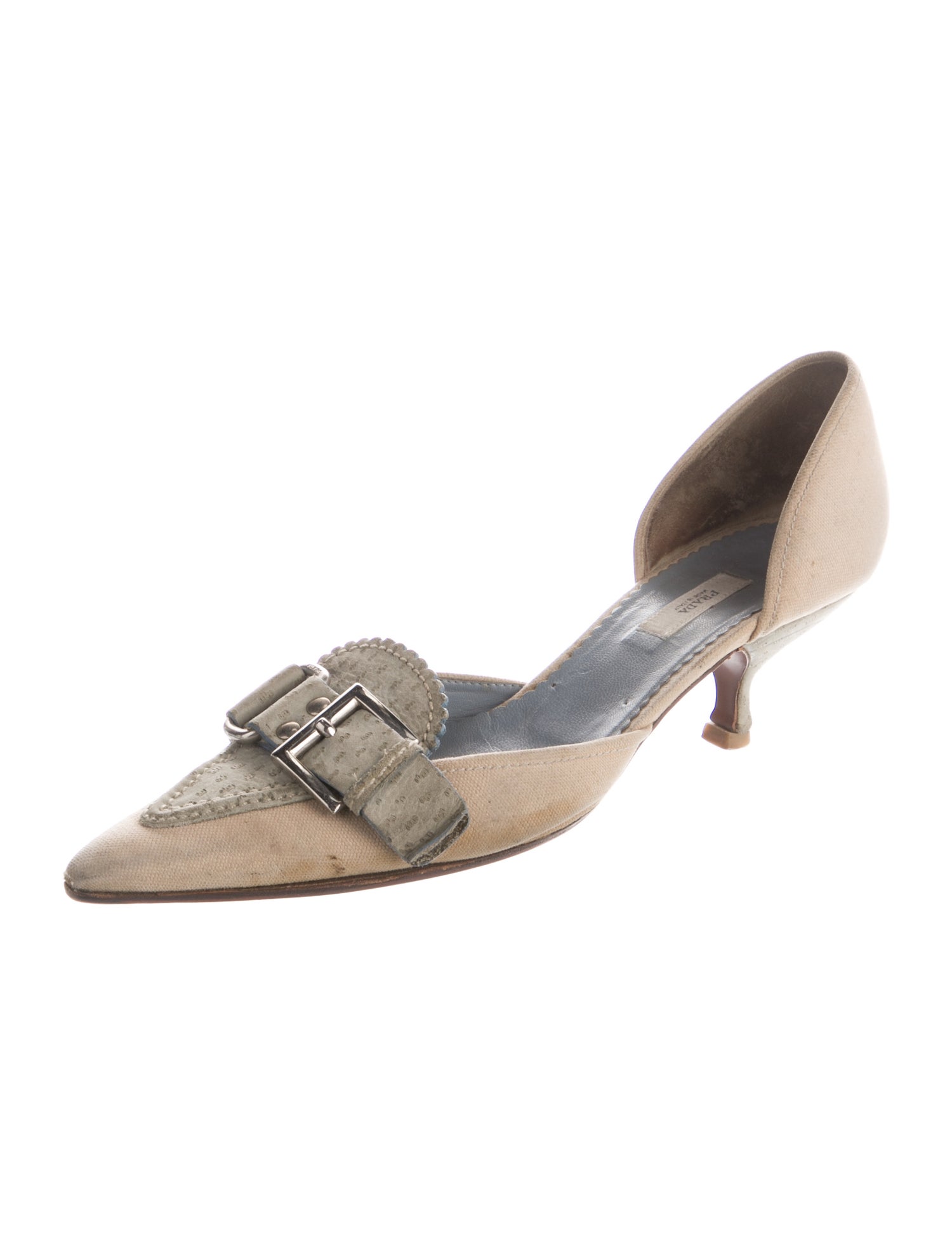 Prada Canvas Scalloped Accent D'Orsay Pumps