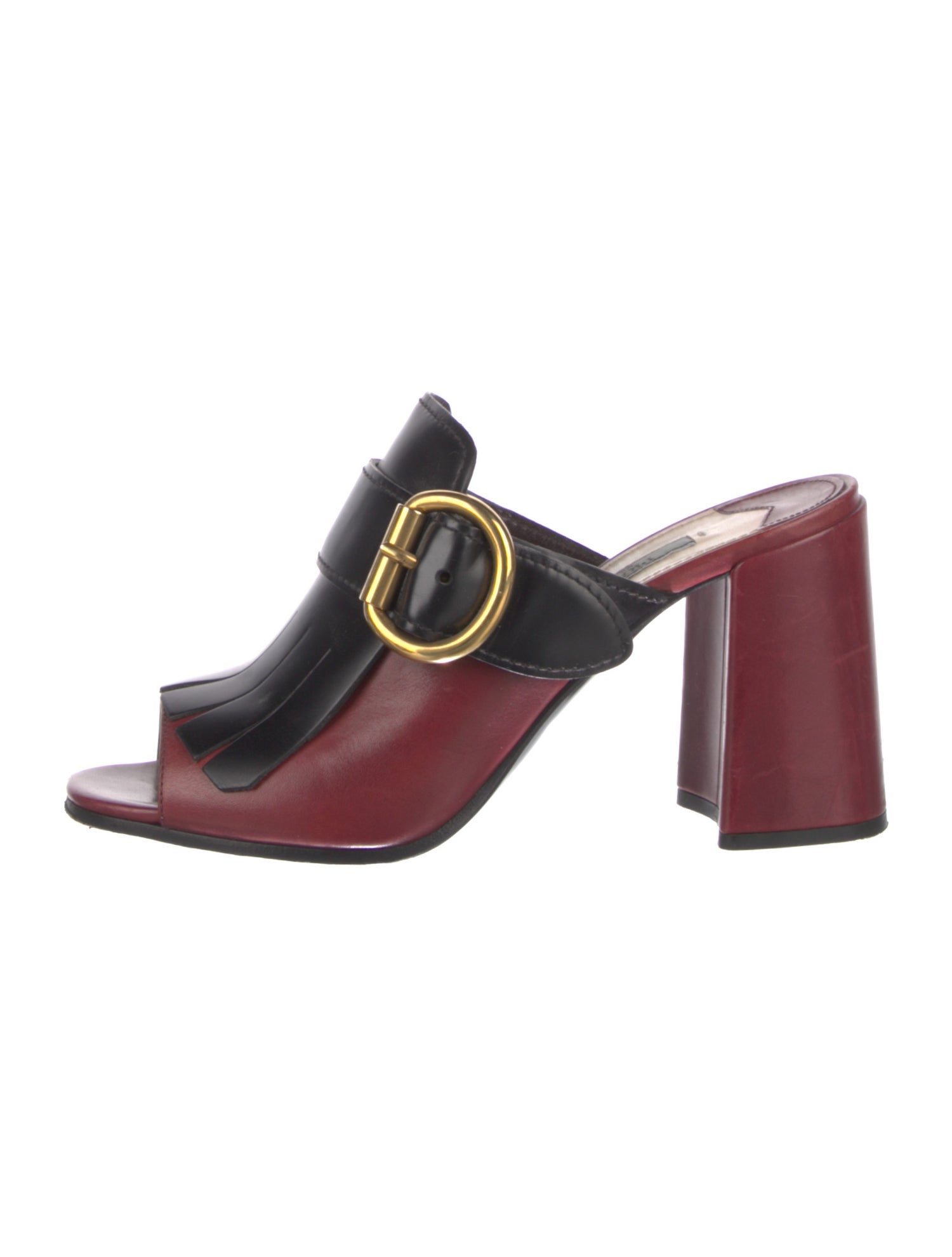 Prada Leather Colorblock Pattern Mules
