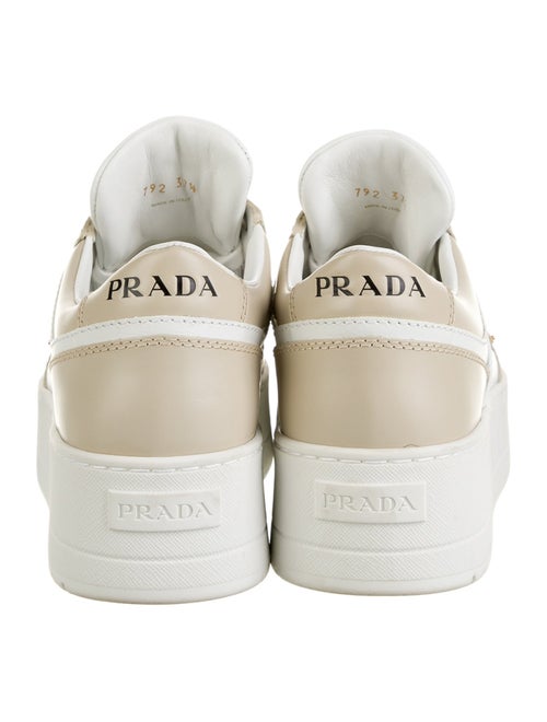 Prada Enameled Metal Triangle Leather Sneakers