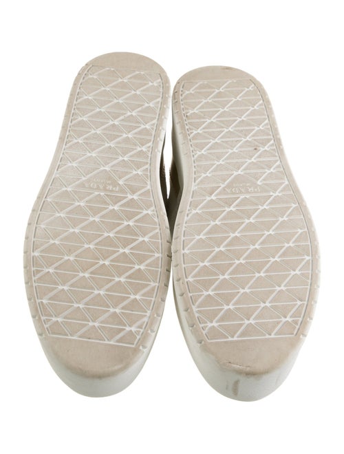 Prada Enameled Metal Triangle Leather Sneakers