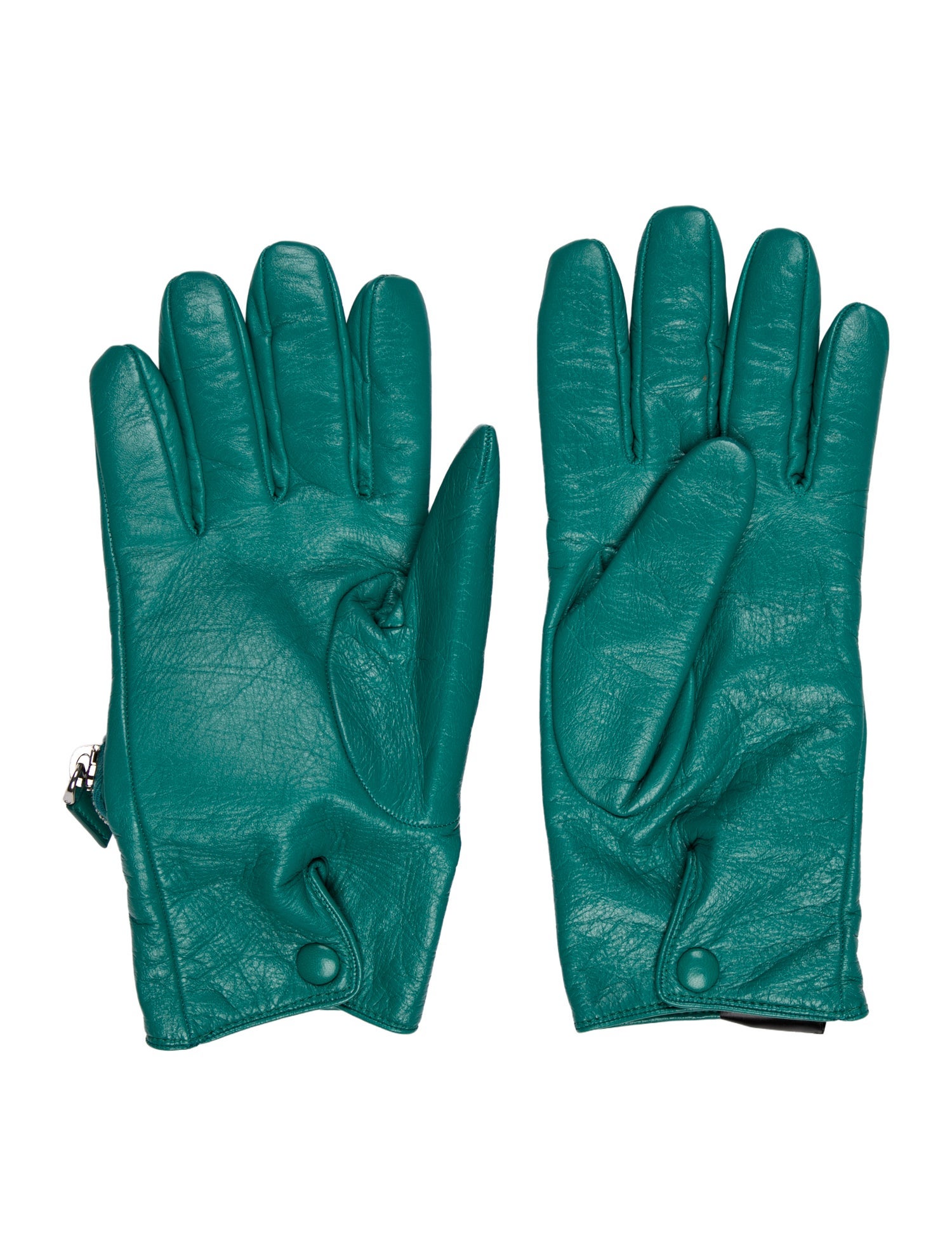 Prada Leather Pouch Embellished Nappa Gloves