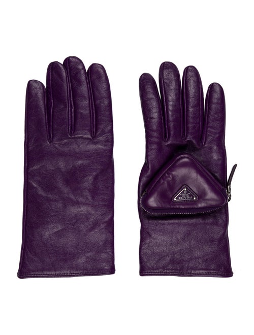Prada Leather Pouch Embellished Nappa Gloves