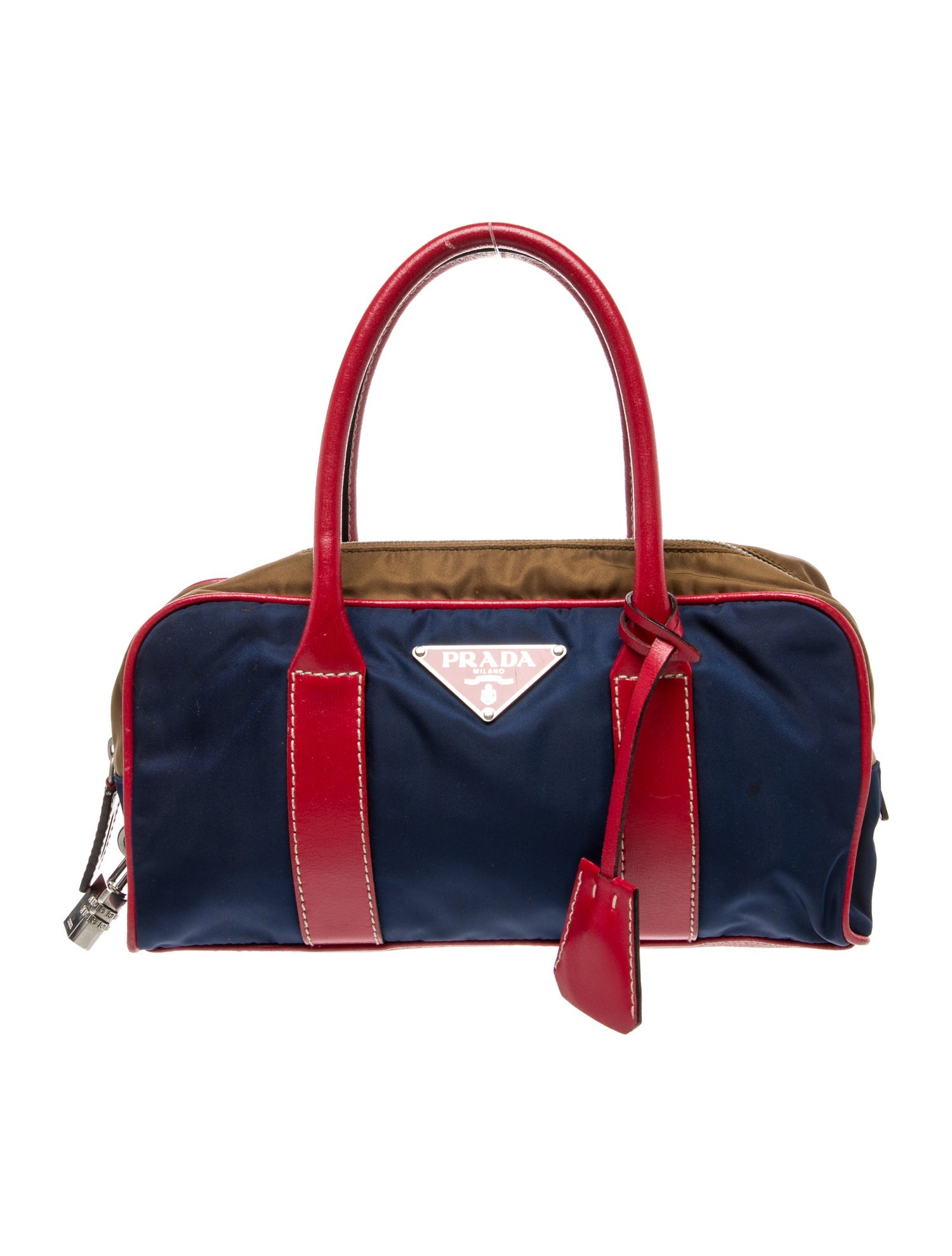 Prada Enameled Metal Triangle Bauletto