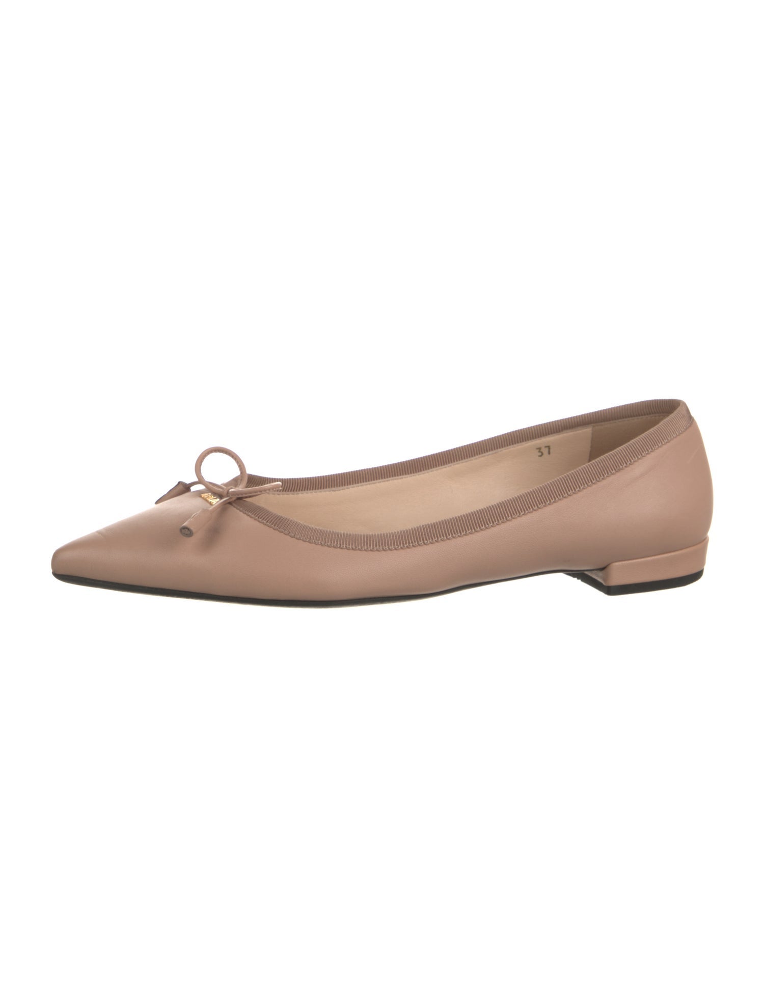Prada Leather Bow Accents Ballet Flats