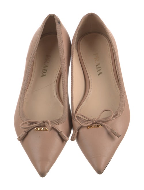 Prada Leather Bow Accents Ballet Flats