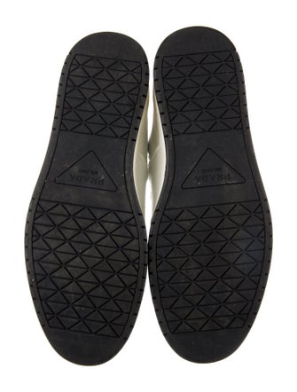 Prada Enameled Metal Triangle Leather Sneakers
