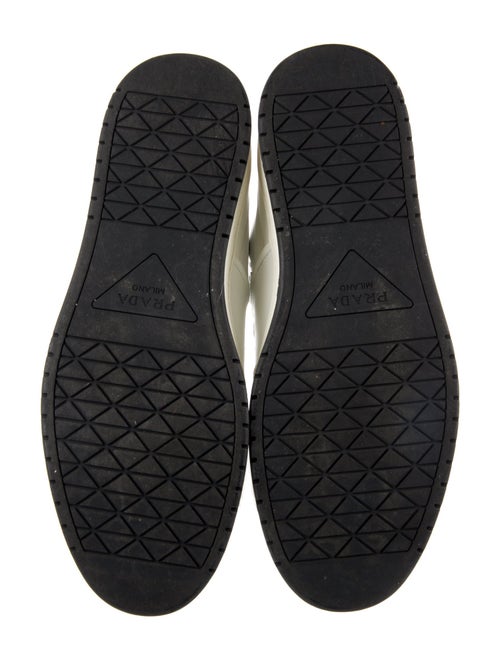 Prada Enameled Metal Triangle Leather Sneakers