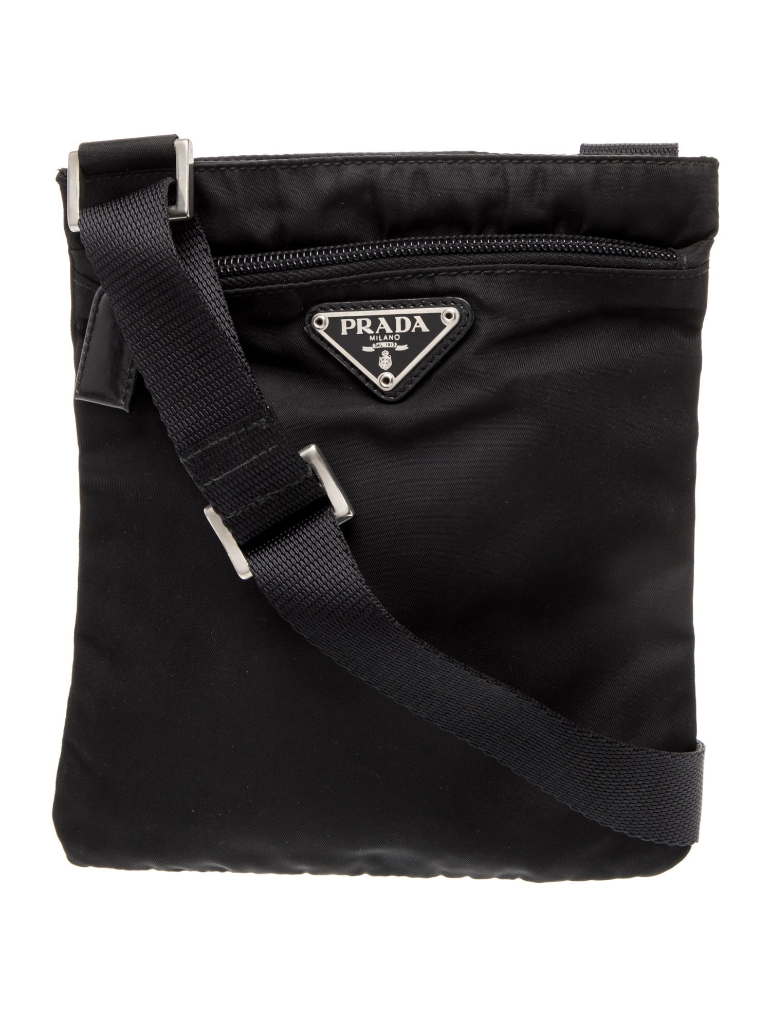 Prada Enameled Metal Triangle Messenger Bag Vintage