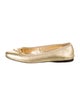 Prada Enameled Metal Triangle Leather Ballet Flats