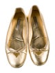 Prada Enameled Metal Triangle Leather Ballet Flats