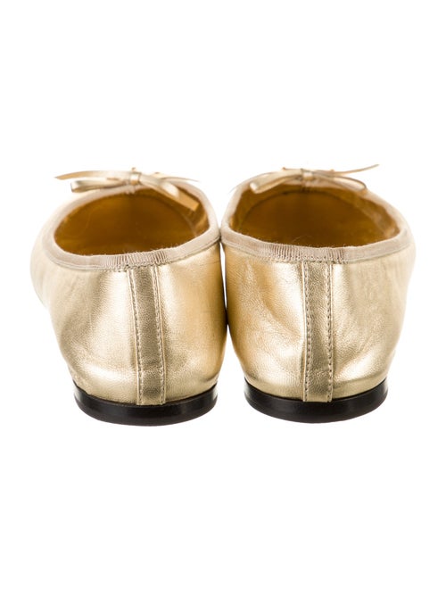 Prada Enameled Metal Triangle Leather Ballet Flats